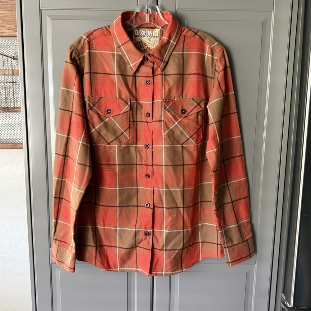 Dixxon Flannel Co. Women's Julius Fall Plaid Flannel, Orange,L